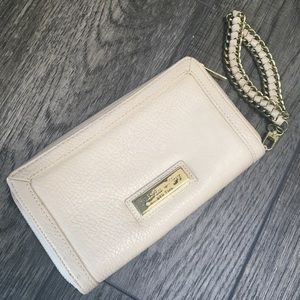 Olivia + Joy cream leather wallet/wristlet